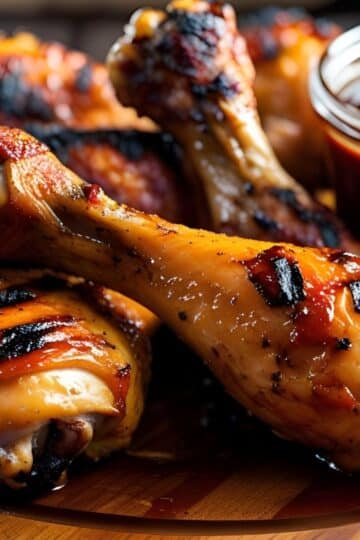 Smokey barbecue chicken legs grilled to perfection
