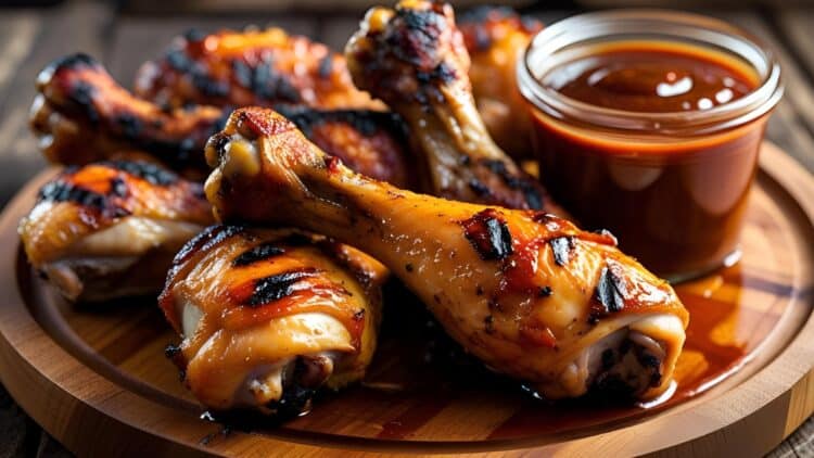 Smokey barbecue chicken legs grilled to perfection