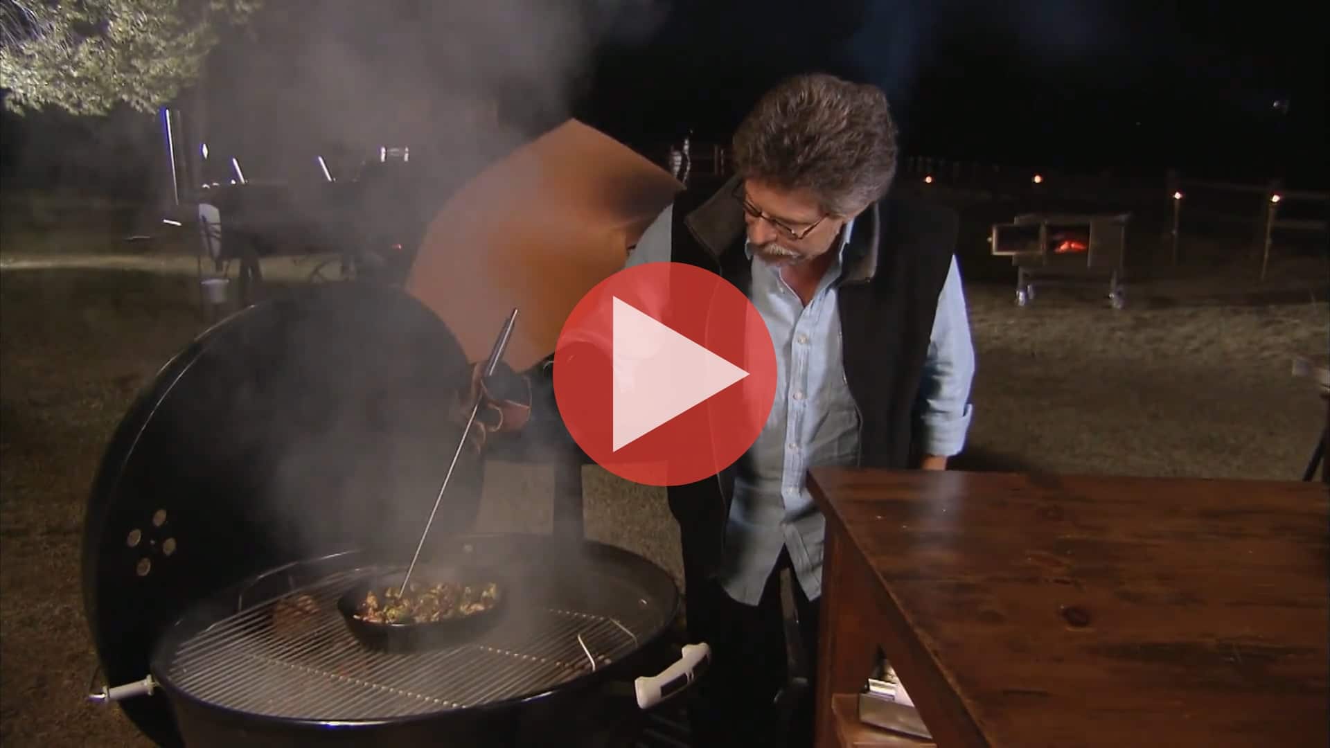 Steven Raichlen grilling oysters and pork in The Best Kept Secrets of European Grilling