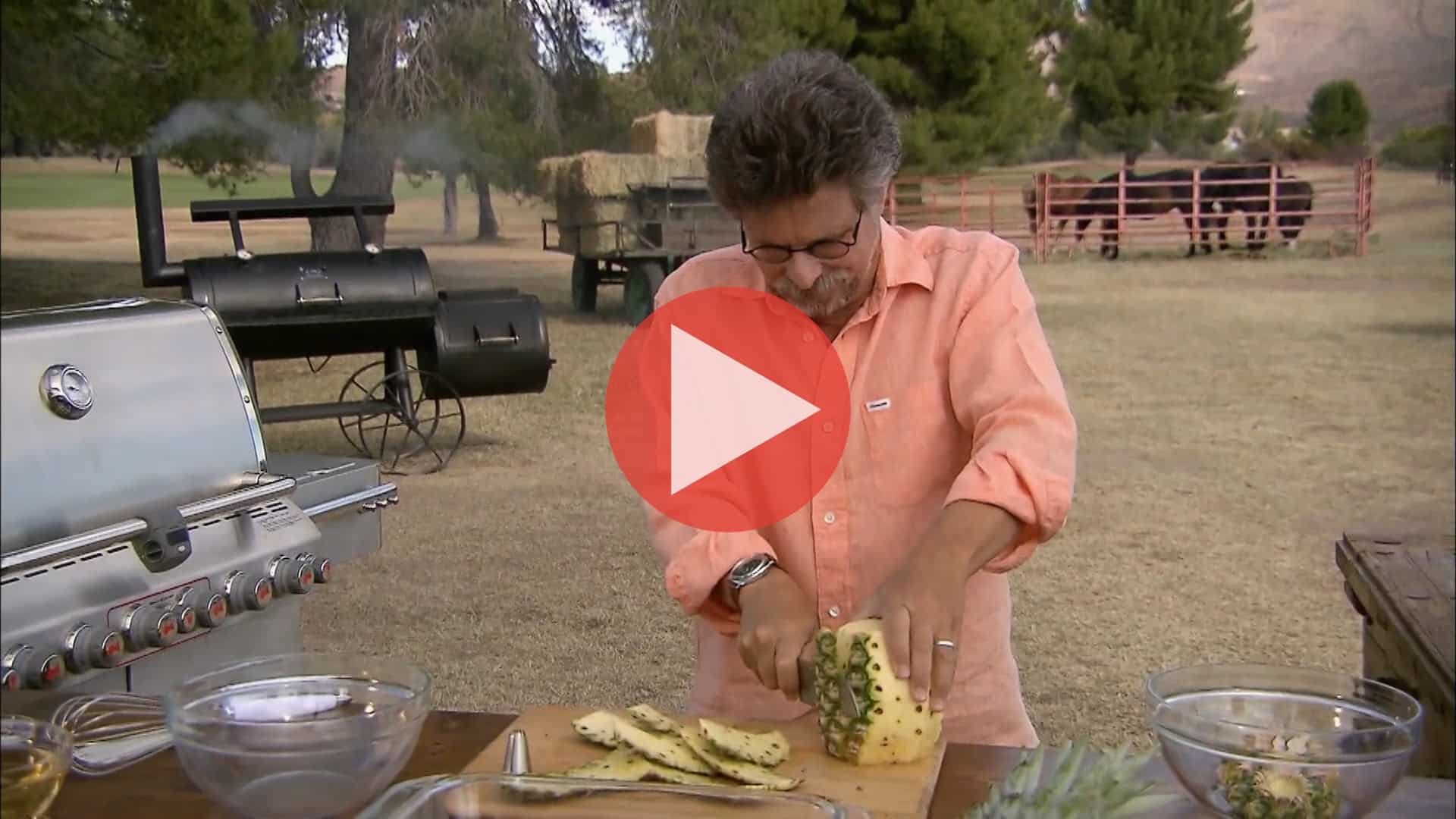 Steven Raichlen grilling shrimp and lamb in Fired Up, Down Under