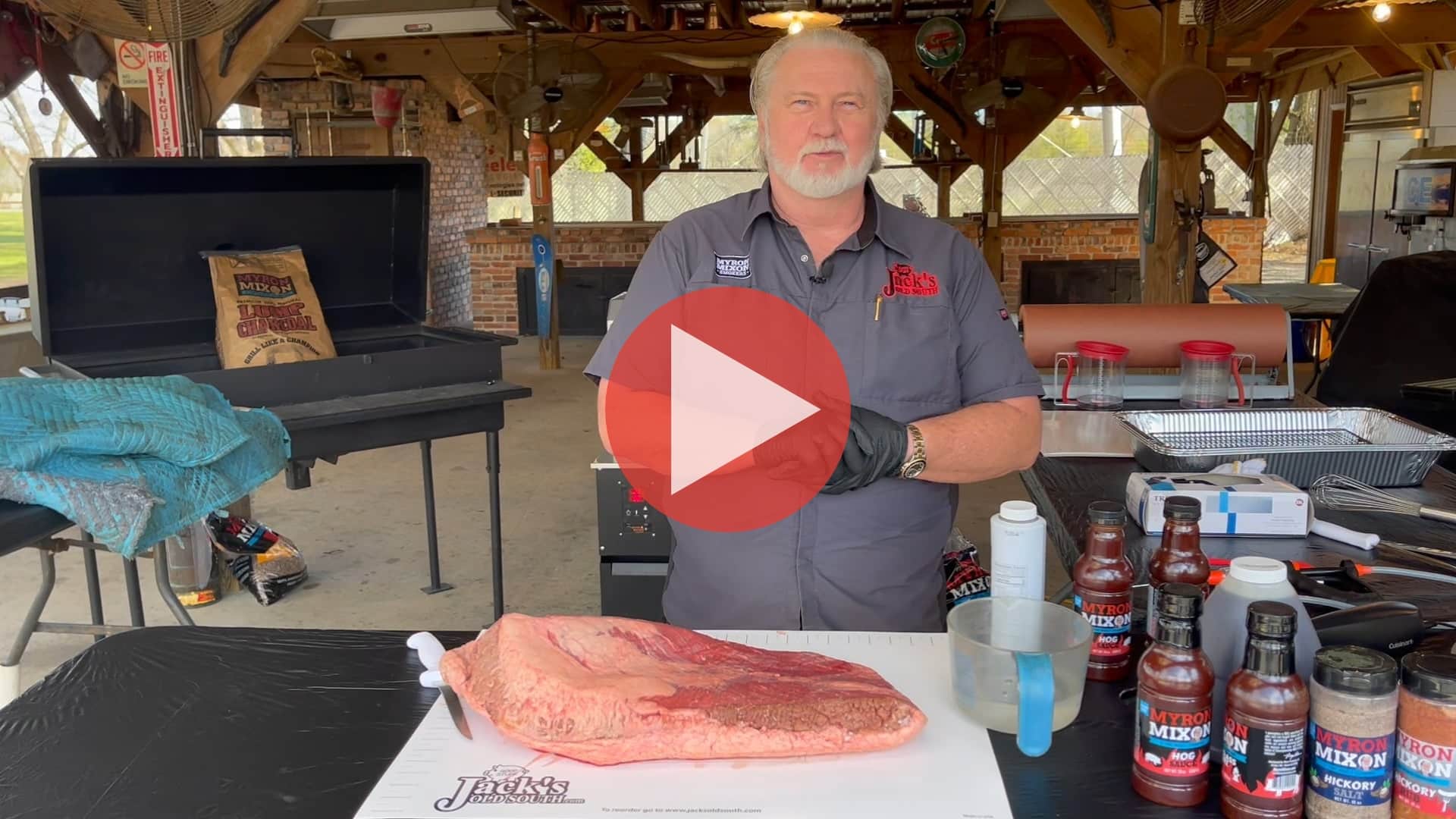 Myron Mixon trimming a brisket and prepping it for a hot and fast cook on BBQ Pitmaster