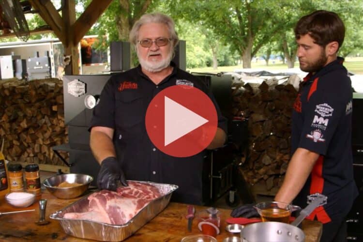Myron Mixon preparing pork shoulder, chops, and pulled pork tacos on BBQ Rules
