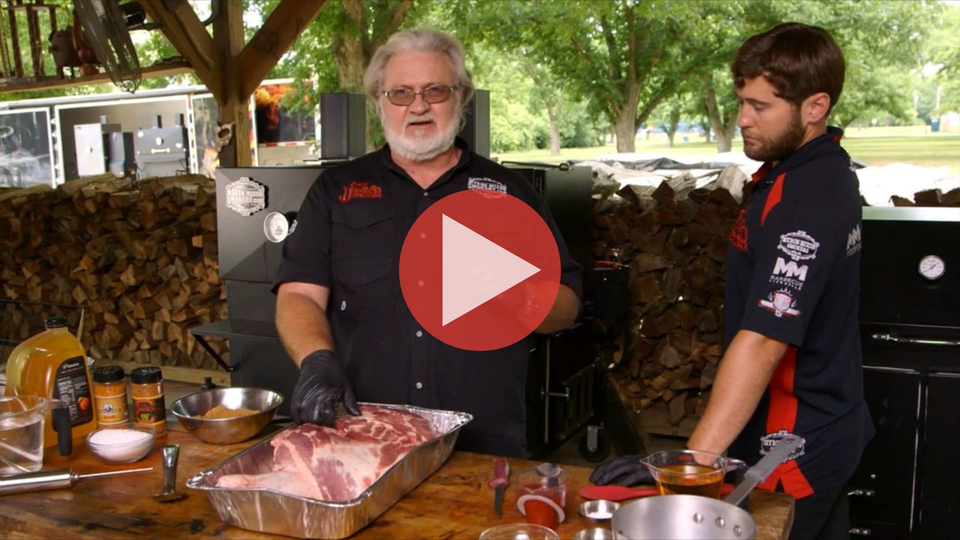Myron Mixon preparing pork shoulder, chops, and pulled pork tacos on BBQ Rules