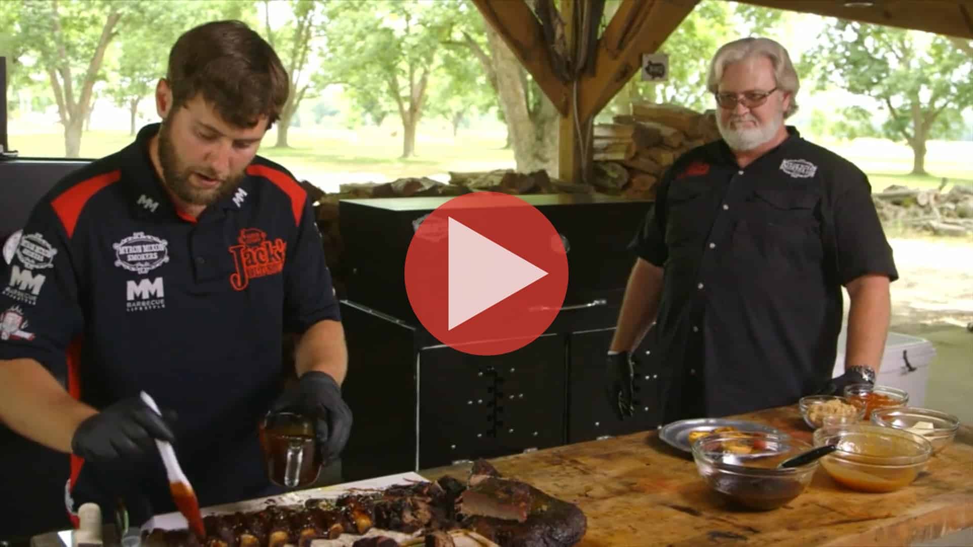 Myron and Michael Mixon preparing brisket, ribs, and T-bones on BBQ Rules for Beef Day