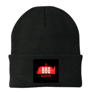 BBQ Warrior Black Beanie Hat with embroidered logo